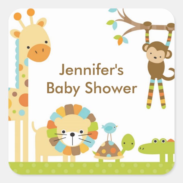 Mod Jungle Safari Baby Shower Stickers (Vorderseite)