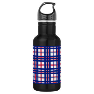 Mod Kariertes Muster Red White Blue Edelstahlflasche