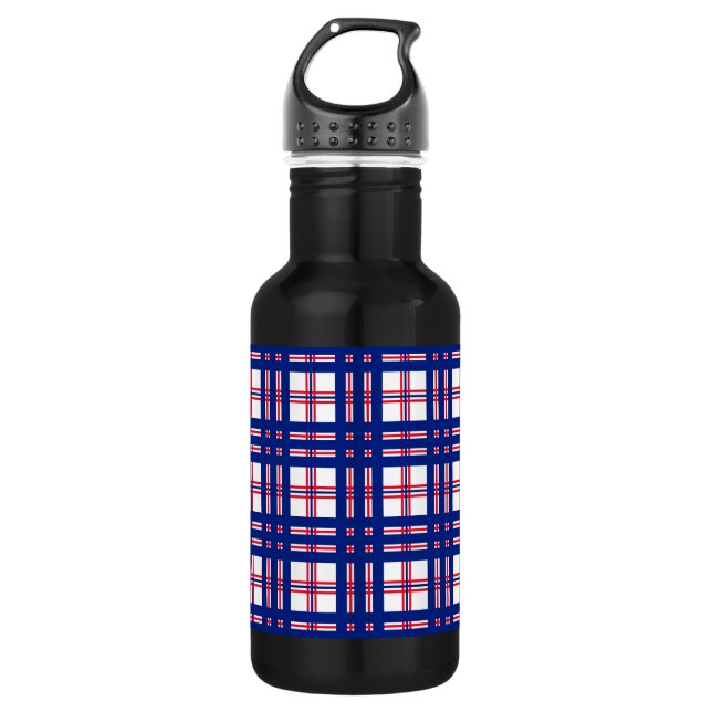 Mod Kariertes Muster Red White Blue Edelstahlflasche (Vorderseite)