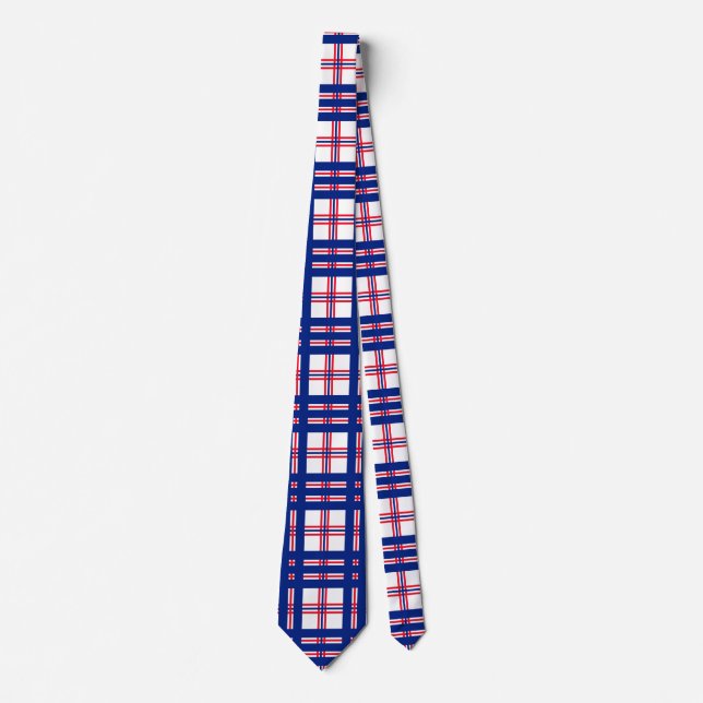 Mod Kariertes Muster Red White Blue Mod Krawatte (Vorderseite)