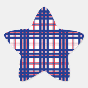 Mod Kariertes Muster Red White Blue Stern-Aufkleber
