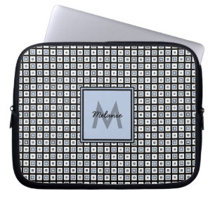 Mod Karo Muster Blau und Schwarze Quadrate Laptopschutzhülle