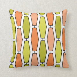 Mod-längliches Hexagon, Orange und Avocado Kissen