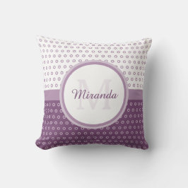 Mod-lila und weißes Polka-Punkt-Monogramm mit Kissen