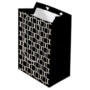 Mod Links Retro Modernes geometrisches Schwarz und Mittlere Geschenktüte