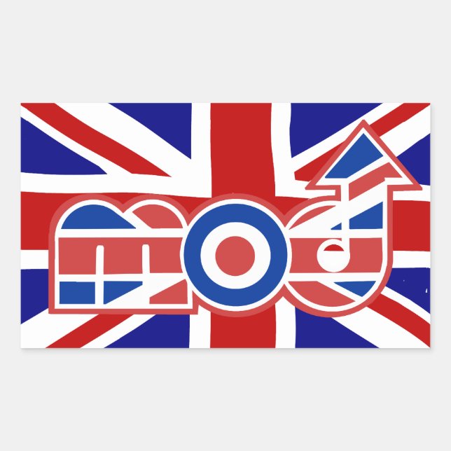 Mod Logo Union Jack Background Rectangle Aufkleber (Vorderseite)