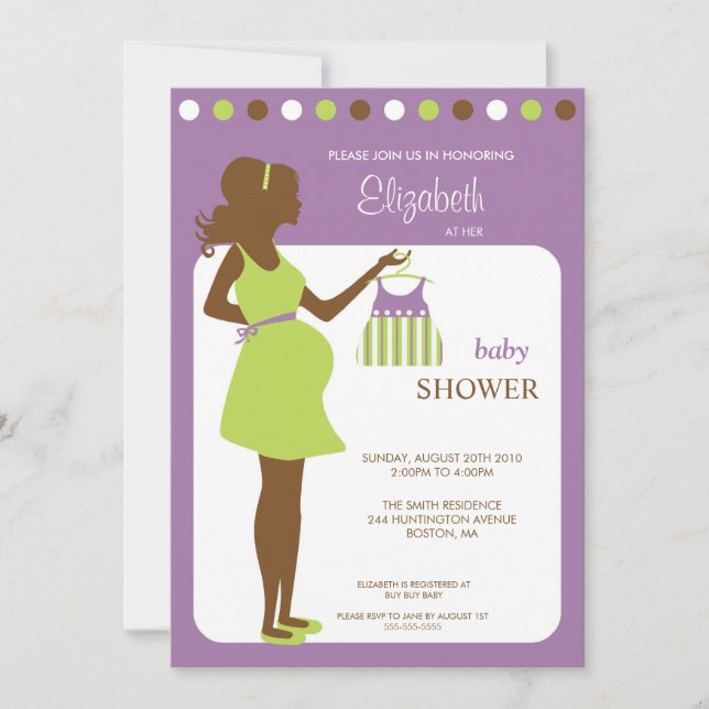 Mod Mama zu Baby Girl Dusche Einladung (Vorderseite)
