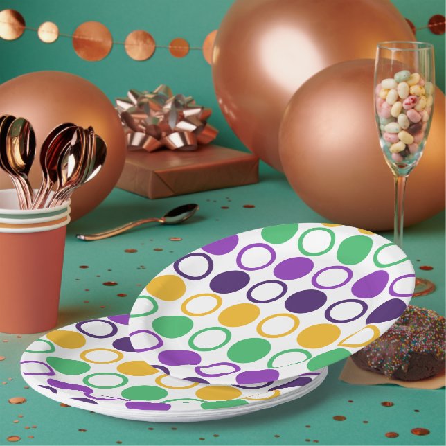 Mod Mardi Gras Dots Pappteller (Multi)
