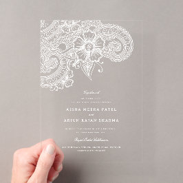 Mod Mehandi Clear Akryllische Hochzeitseinladung Acryleinladungen