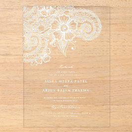 Mod Mehandi Clear Akryllische Hochzeitseinladung Acryleinladungen