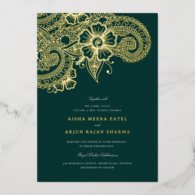 Mod Mehandi Einladung zur Hochzeit (Vorderseite)