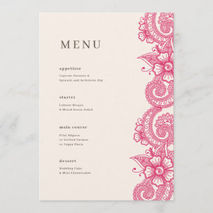 Mod Mehandi Wedding Dinner Menu Menükarte