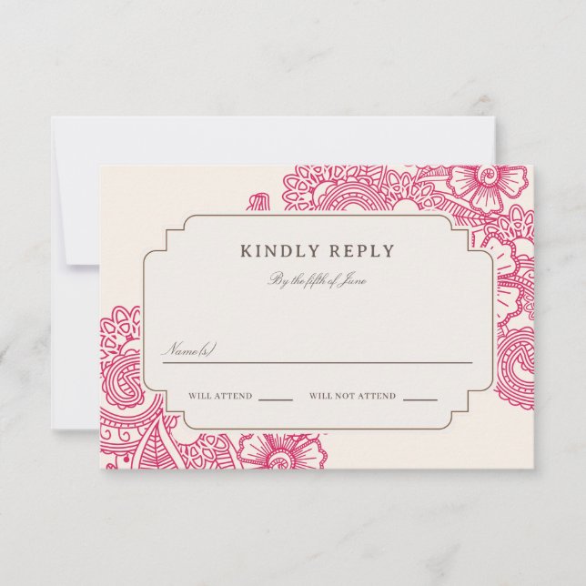 Mod Mehandi Wedding RSVP Karte (Vorderseite)