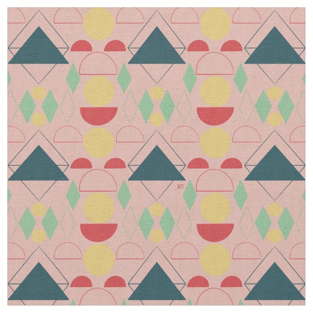Mod Mitte des Jahrhunderts rosa geometrisch Stoff (Nahaufnahme)