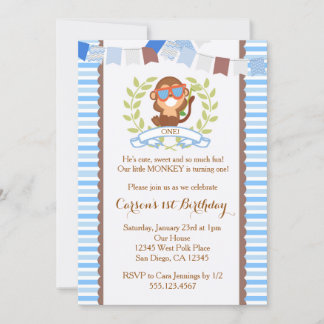 Mod Monkey Boy Birthday Einladung