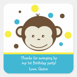 Mod Monkey Boy Geburtstagsparty Danke Stickers