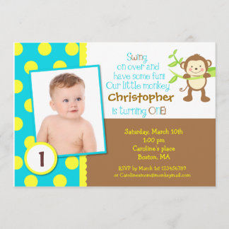 Mod Monkey Foto Geburtstagsparty Einladung