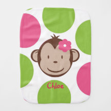 Mod Monkey Girl Burp Cloth