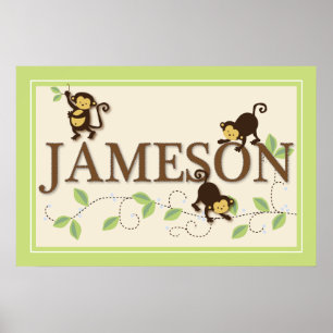 Mod Monkey Personalisiert Custom Baby Name Poster