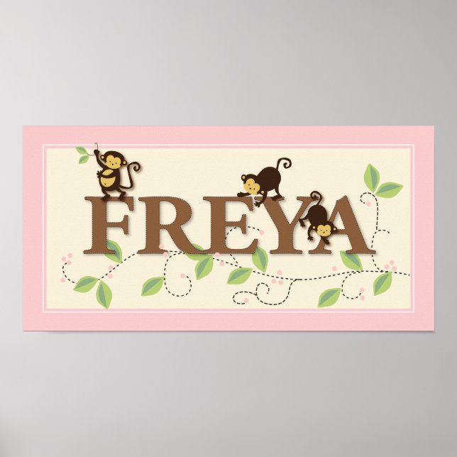 Mod Monkey Personalisiert Custom Baby Name Poster (Vorne)