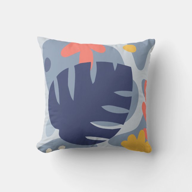 Mod Monstera Abstrakt Leaf Hawaiian Tropical - Blu Kissen (Vorderseite)