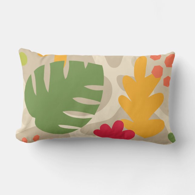 Mod Monstera Abstrakt Leaf Hawaiian Tropical -Warm Kissen Für Draußen (Vorderseite)