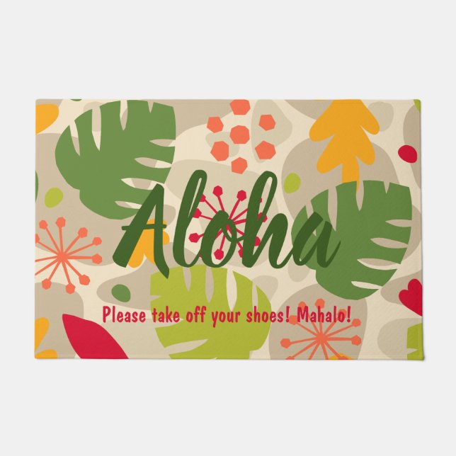 Mod Monstera Leaf Abstrakt Hawaii Tropisch - warm Fußmatte (Vorderseite)