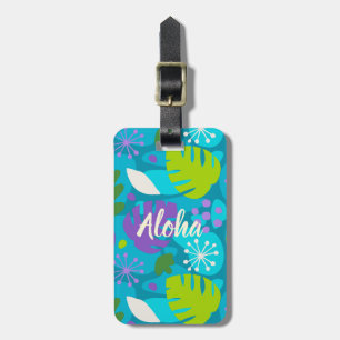 Mod Monstera Leaf Abstrakt Hawaiian Tropical - Aqu Gepäckanhänger
