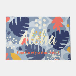 Mod Monstera Leaf Abstrakt Hawaiian Tropical - Blu Fußmatte