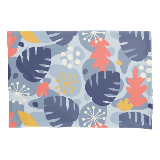 Mod Monstera Leaf Abstrakt Hawaiian Tropical - Blu Kissenbezug (Vorderseite)