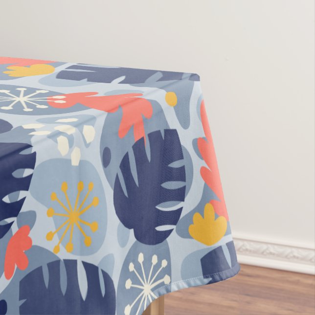 Mod Monstera Leaf Abstrakt Hawaiian Tropical - Blu Tischdecke (Beispiel)
