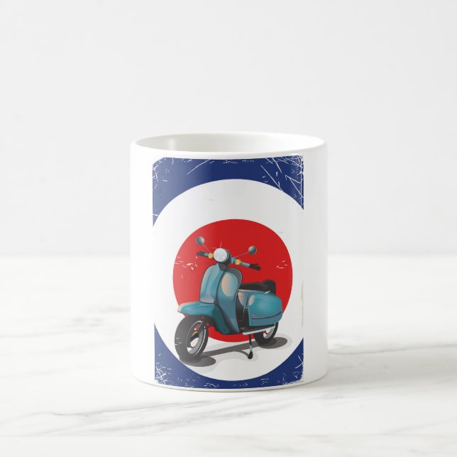 Mod Motorbike Vintage Poster Kaffeetasse (Mittel)