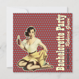 Mod-Muster-Retro-Button nach oben Junggeselinnen-A Einladung