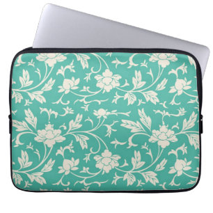 Mod-mutige Türkis-Blumen-Blumenlaptop-Hülse Laptopschutzhülle