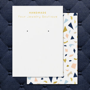 Mod Navy Peach Gold Terrazzo Earring Display Cards