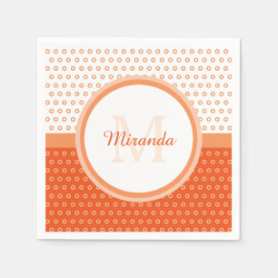 Mod Orange und White Polka Dots Monogramm mit Name Serviette