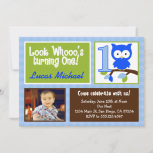 mod owl 1er anniversaire invitation photo pour les