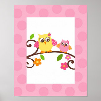 Mod Owl Blume Girls Kinderzimmer Poster