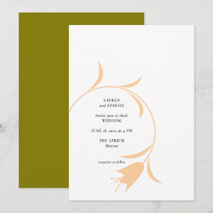 MOD PEACH & OLIVE TULIP WEDING Einladung