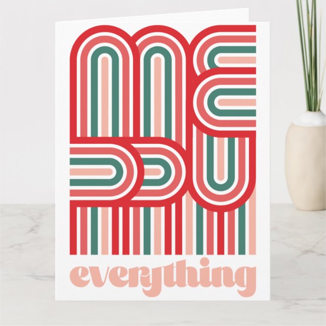 Mod Peppermint Stripe Merry alles Karte (Vorderseite)