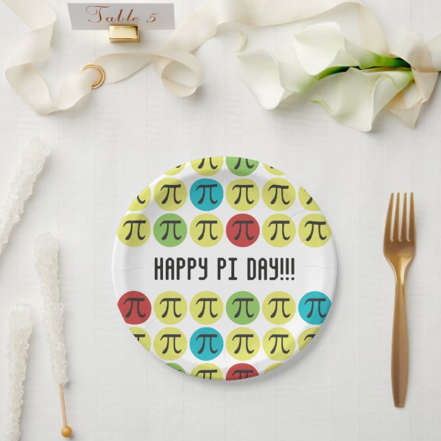 Mod Pi Party liefert farbenfrohe Pi-Papierplatte Pappteller (Hochzeit)