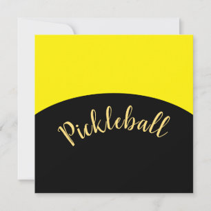 Mod Pickleball Script Bright Yellow Black Curves Einladung