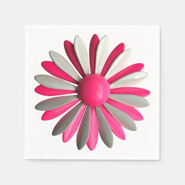 MOD PINK Blume Button - Blumenfrühlingssommergarte Serviette (Vorderseite)
