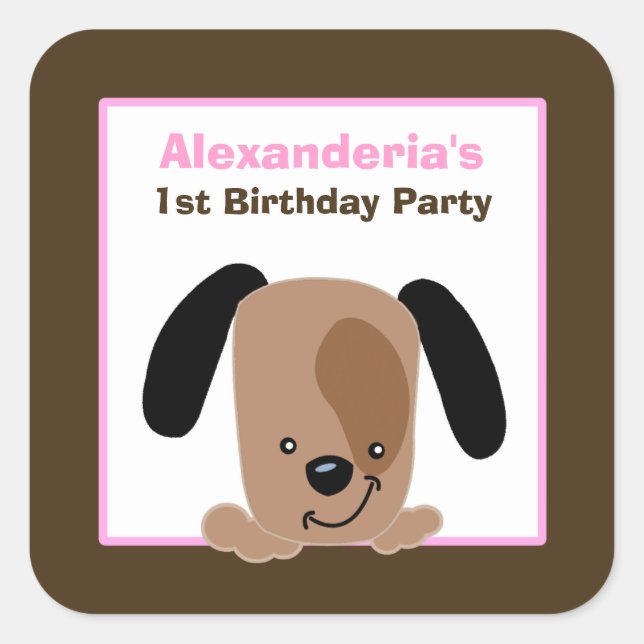 Mod Pink Puppy Square bevorzugen Sticker (6 große) (Vorderseite)