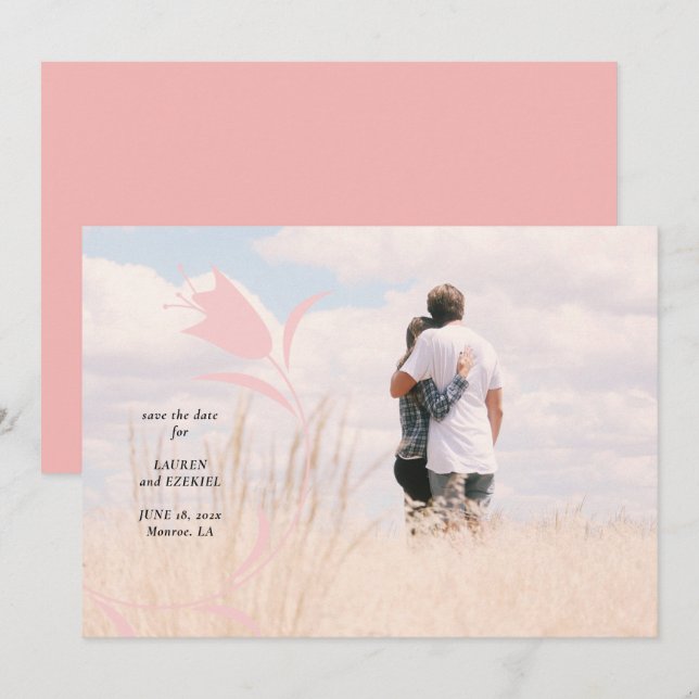 MOD PINK TULIP WEDD SPEICHERN DAS DATUM EINLADUNG (Vorne/Hinten)