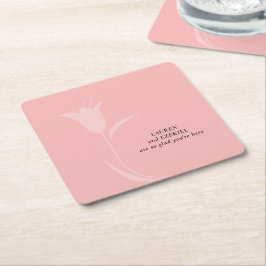 MOD PINK TULIP WEDDING RECHTECKIGER PAPPUNTERSETZER