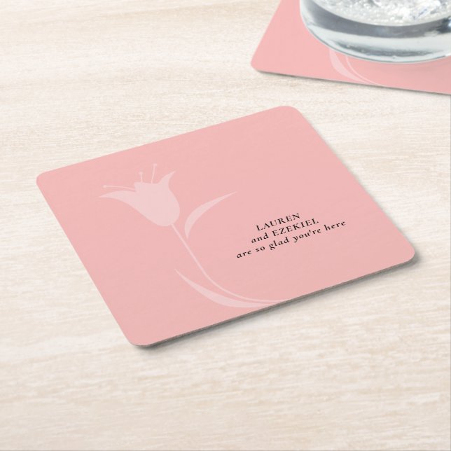 MOD PINK TULIP WEDDING RECHTECKIGER PAPPUNTERSETZER (angewinkelt)