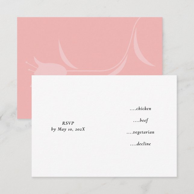 MOD PINK TULIP WEDDING RSVP KARTE (Vorne/Hinten)