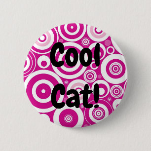 Mod Pink und Weiß konzentrierte Retro-Kreise Button