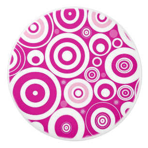 Mod Pink und Weiß konzentrierte Retro-Kreise Keramikknauf